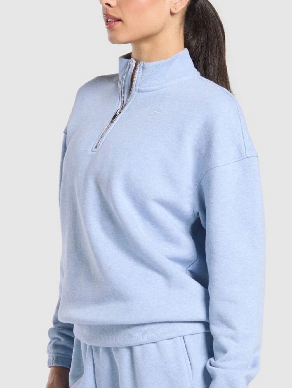 NWOT Gymshark Rest Day Sweats Quarter Zip Jacket XL Pastel Blue Oversized